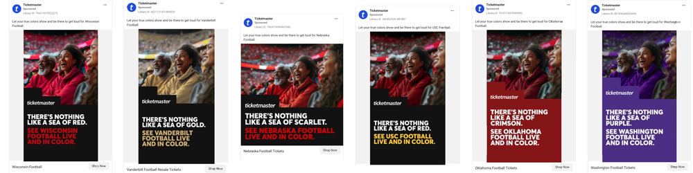 Multiple examples of the same ad changed for different audiences