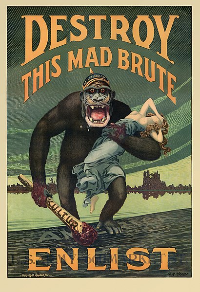propaganda poster of terrifying gorilla world war I